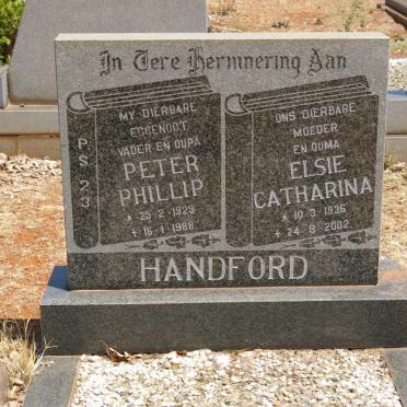 HANDFORD Peter Phillip 1929-1988 &amp; Elsie Catharina 1936-2002