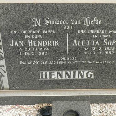 HENNING Jan Hendrik 1924-1987 &amp; Aletta Sophia 1928-1982 :: HENNING Sewis 1949-1995