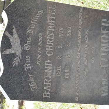 TONDER Barend Christoffel, van 1938-1963