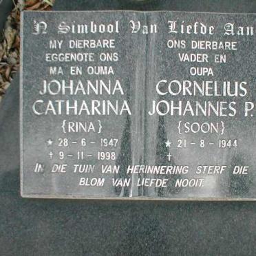 ? Cornelius Johannes P. 1944- &amp; Johanna Catharina 1947-1998