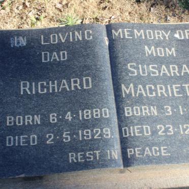 ? Richard 1880-1929 &amp; Susarah Magrietha 1887-1966