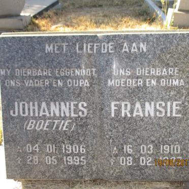? Johannes 1906-1995 &amp; Fransie 1910-1997