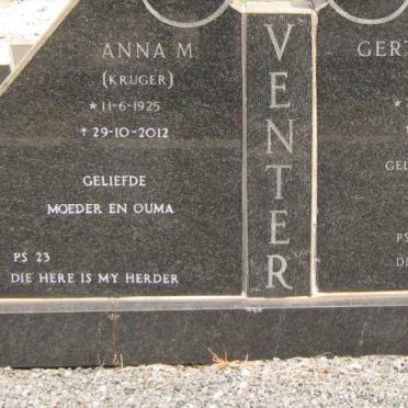 VENTER Gert H.J. 1918-1980 &amp; Anna M. KRUGER 1925-2012