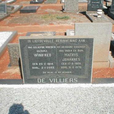 VILLIERS Mathys Johannes, de 1906-1970 &amp; Winifred 1914-2003