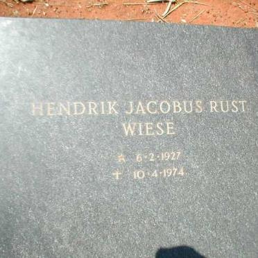 WIESE Hendrik Jacobus Rust 1927-1974