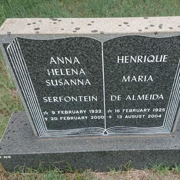 ALMEIDA Henrique Maria, de 1925-2004 & Anna Helena Susanna SERFONTEIN 1932-2000