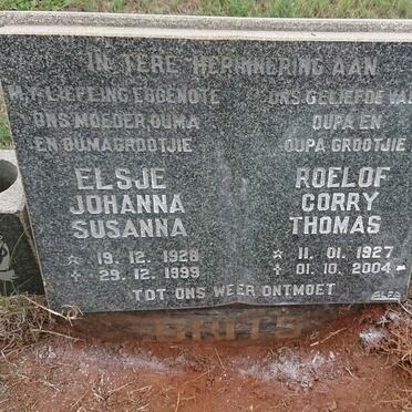 BRITS Roelof Corry Thomas 1927-2004 & Elsje Johanna Susanna 1928-1999
