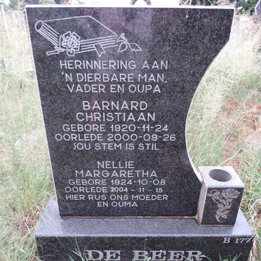BEER Barnard Christiaan, de 1920-2000 & Nellie Margaretha 1924-2004