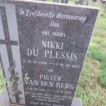 BERG Pieter, van den 1948-2005 & Nikki DU PLESSIS 1948-1993