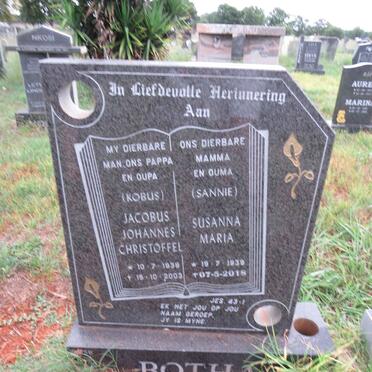 BOTHA Jacobus Johannes Christoffel 1938-2003 & Susanna Maria 1939-2018