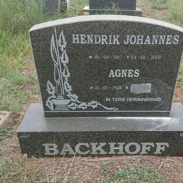 BACKHOFF Hendrik Johannes 1917-2000 & Agnes 1924-2019