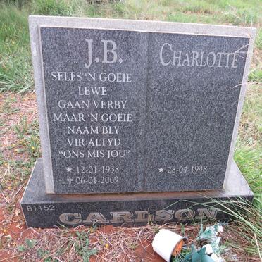 CARLSON J.B. 1938-2009 & Charlotte 1948-