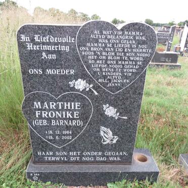 FRONIKE Marthie nee BARNARD 1964-2002