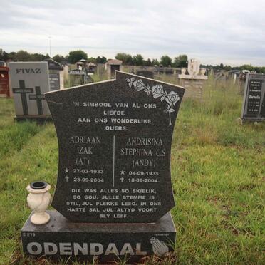 ODENDAAL Adriaan Izak 1933-2004 & Andrisina Stephina C.S. 1935-2004