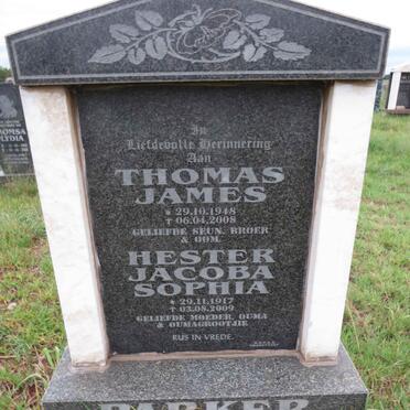 PARKER Hester Jacoba Sophia 1917-2009 :: PARKER Thomas James 1948-2008 
