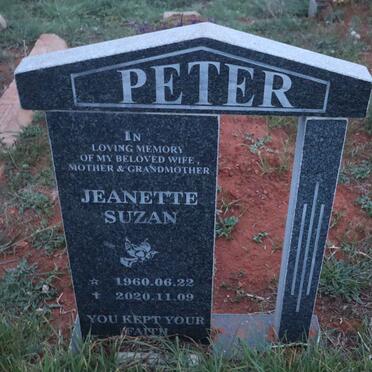 PETER Jeanette Suzan 1960-2020