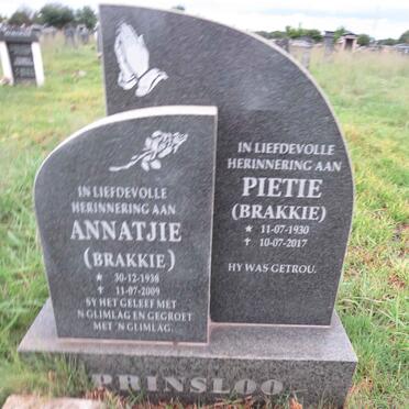 PRINSLOO Pietie 1930-2017 & Annetjie 1938-2009