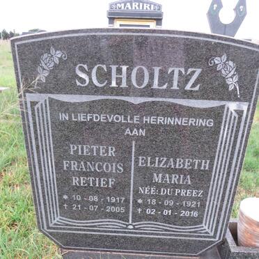 SCHOLTZ Pieter Francois Retief 1917-2005 & Elizabeth Maria DU PREEZ 1921-2016