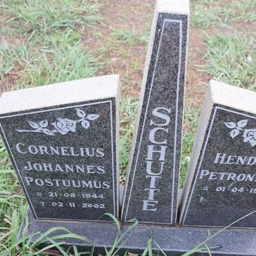 SCHUTTE Cornelius Johannes Postuumus 1944-2002 & Hendrika Petronella 1955-