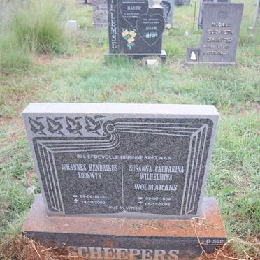 SCHEEPERS Johannes Hendrikus Lodewyk 1935-2002 & Susanna Catharina Wilhemina WOLMARANS 1939-2008