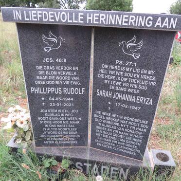 STADEN Phillippus Rudolf, van 1944-2021 & Sarah Johanna Eryza 1947- 