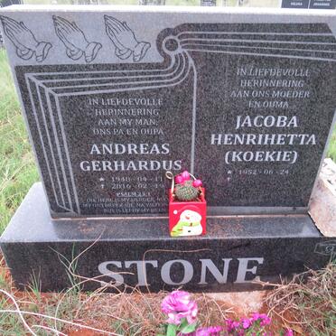 STONE Andreas Gerhardus 1948-2016 & Jacoba Henrihetta 1952-