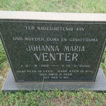 VENTER Johanna Maria 1912-2000
