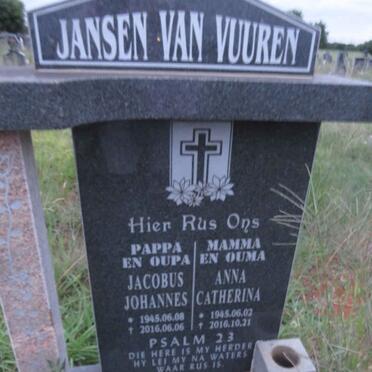VUUREN Jacobus Johannes, Jansen van 1945-2016 & Anna Catharina 1945-2016