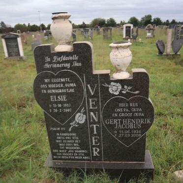 VENTER Gert Hendrik Jacobus 1934-2009 & Elsie 1937-2007