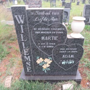 WILLEMSE Adam 1951-2017 & Martie 1954-2003