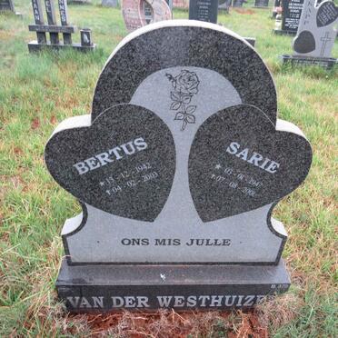 WESTHUIZEN Bertus, van der 1942-2003 & Sarie 1947-2001