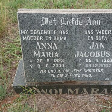 WOLMARANS Jan Jacobus B. 1920-2007 & Anna Maria 1923-2000