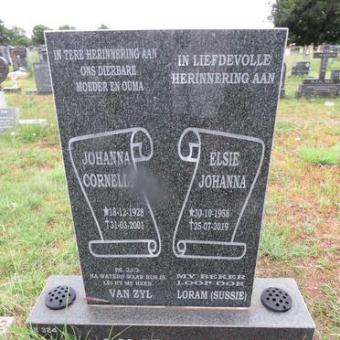 ZYL Johanna Cornelia, van 1928-2001 :: VAN ZYL Elsie Johanna nee LORAM 1958-2019