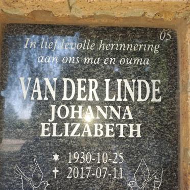 LINDE Johanna Elizabeth, van der 1930-2017