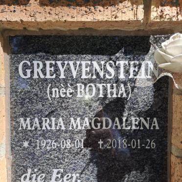 GREYVENSTEIN Maria Magdalena nee BOTHA 1926-2018