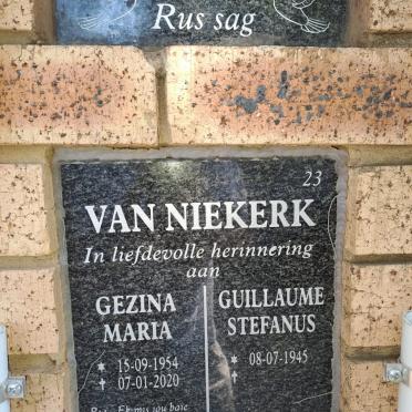 NIEKERK Guillaume Stefanus, van 1945- &amp; Gezina Maria 1954-2020