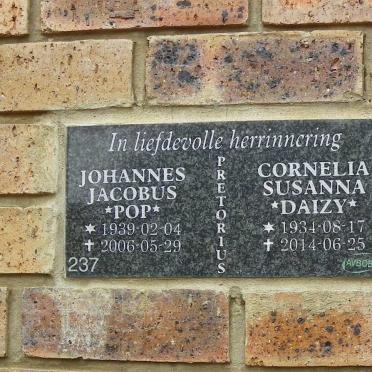 PRETORIUS Johannes Jacobus 1939-2006 &amp; Cornelia Susanna 1934-2014