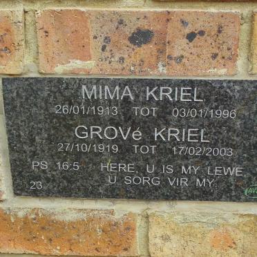 KRIEL Mima 1913-1996 :: KRIEL Grove 1919-2003