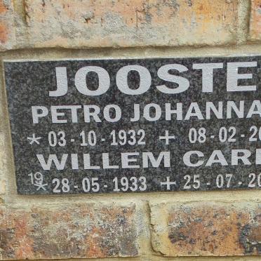 JOOSTE Willem Carl 1933-2009 &amp; Petro Johanna 1932-2008