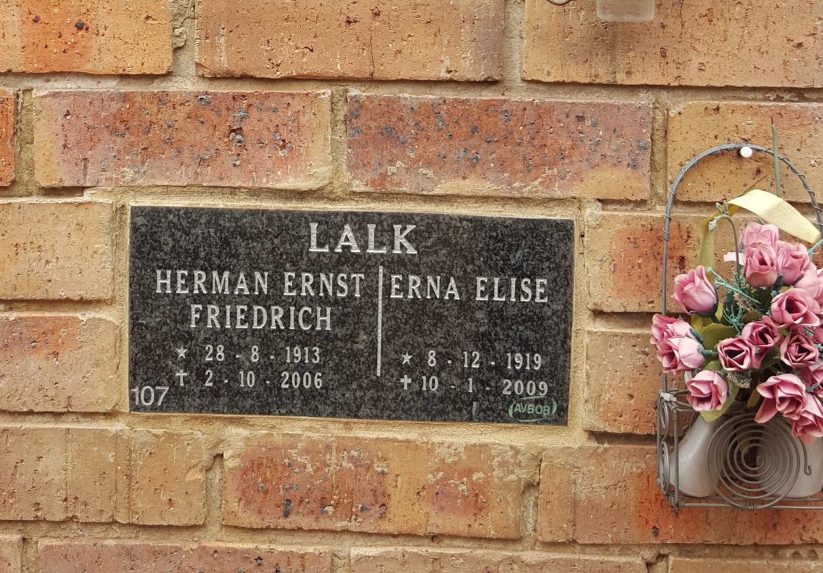 LALK Herman Ernst Friedrich 1913-2006 &amp; Erna Elise 1919-2009