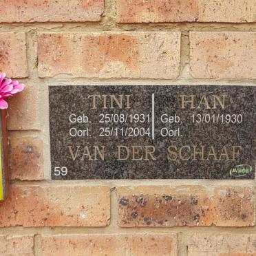 SCHAAF Han, van der 1930- &amp; Tini 1931-2004