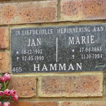 HAMMAN Jan 1902-1990 &amp; Marie 1898-1994