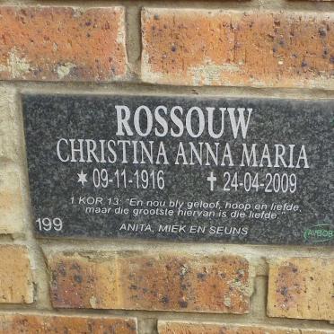 ROSSOUW Christina Anna Maria 1916-2009