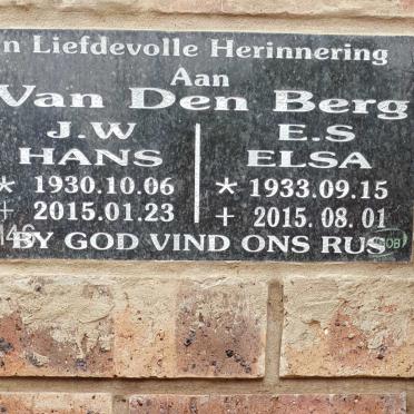 BERG J.W., van den 1930-2015 &amp; E.S. 1933-2015