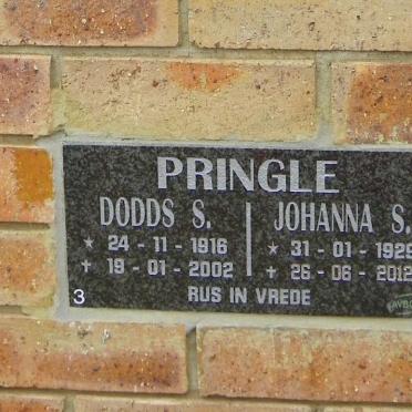 PRINGLE Dodds S. 1916-2002 &amp; Johanna S. 1929-2012