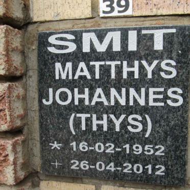 SMIT Matthys Johannes 1952-2012