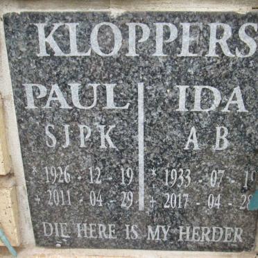 KLOPPERS S.J.P.K. 1926-2011 &amp; A.B. 1933-2017