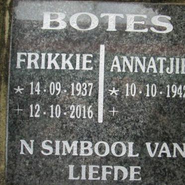 BOTES Frikkie 1937-2016 &amp; Annatjie 1942-
