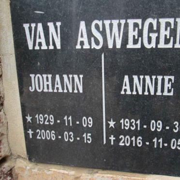 ASWEGEN Johann, van 1929-2006 &amp; Annie 1931-2016