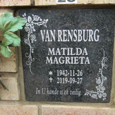 RENSBURG Matilda Magrieta, van 1942-2019